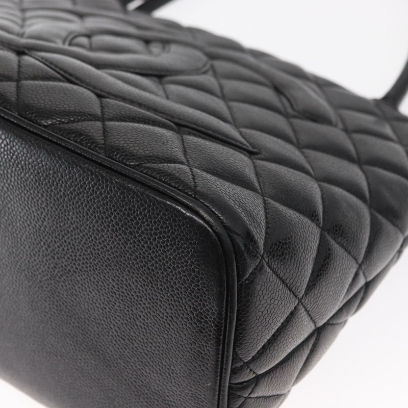 【日本直送】香奈兒標準托特包,魚子醬紋皮革,黑色,CC標誌,正品編號158861SAV-10