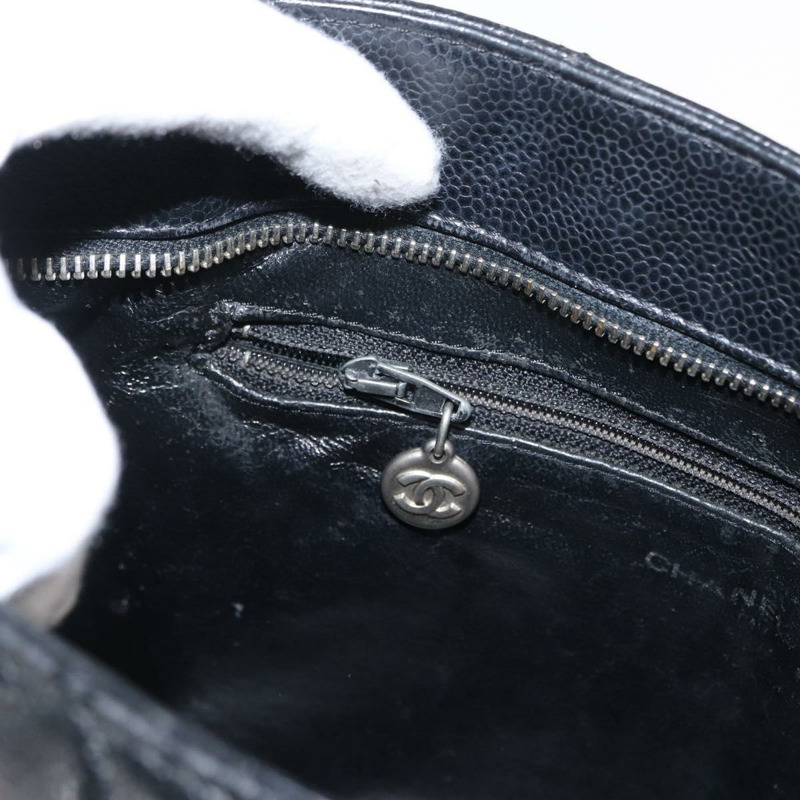 【日本直送】香奈兒標準托特包,魚子醬紋皮革,黑色,CC標誌,正品編號158861SAV-18
