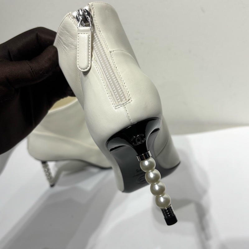 香奈兒Chanel 拼色小香風珍珠跟37碼99 新閒置未使用-5