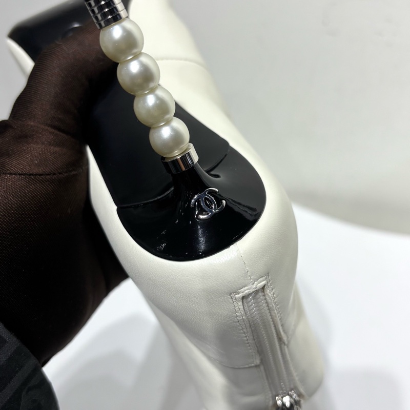 香奈兒Chanel 拼色小香風珍珠跟37碼99 新閒置未使用-8
