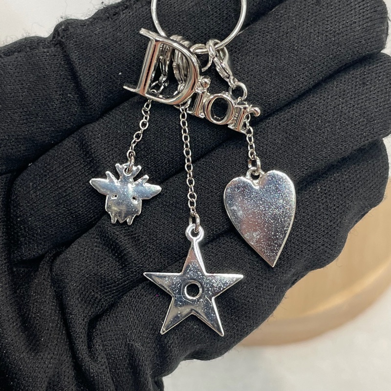 Dior 銀色可拆卸掛飾雙層長項鏈 XB051-1