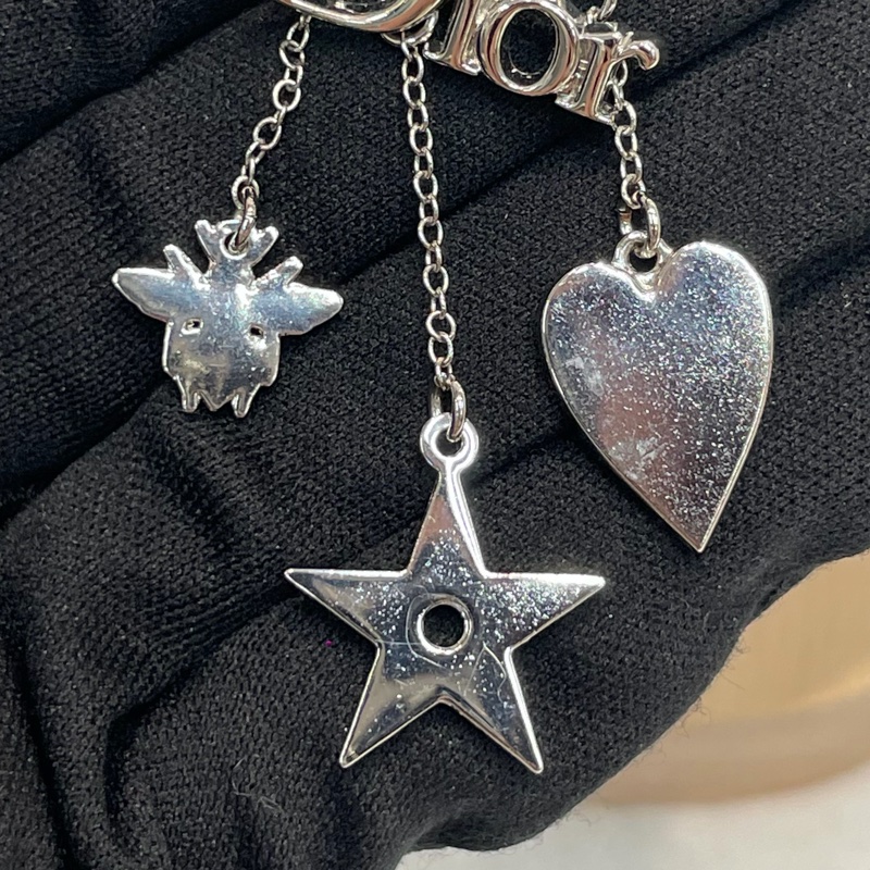 Dior 銀色可拆卸掛飾雙層長項鏈 XB051-6