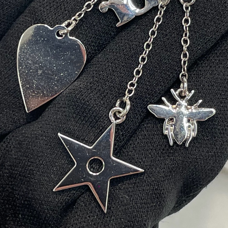 Dior 銀色可拆卸掛飾雙層長項鏈 XB051-7