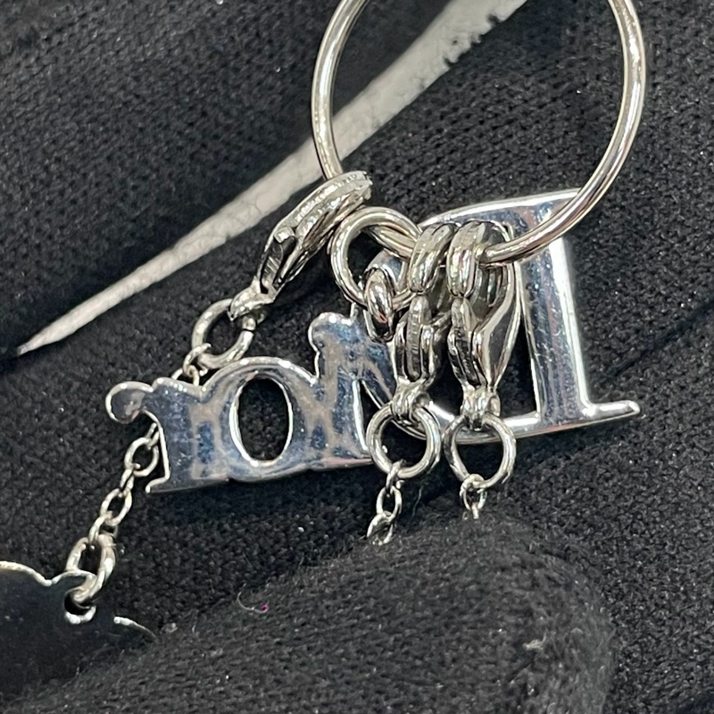 Dior 銀色可拆卸掛飾雙層長項鏈 XB051-8