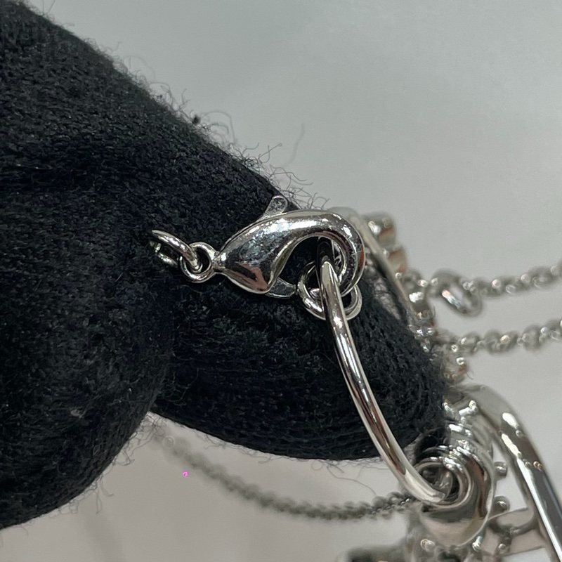 Dior 銀色可拆卸掛飾雙層長項鏈 XB051-10