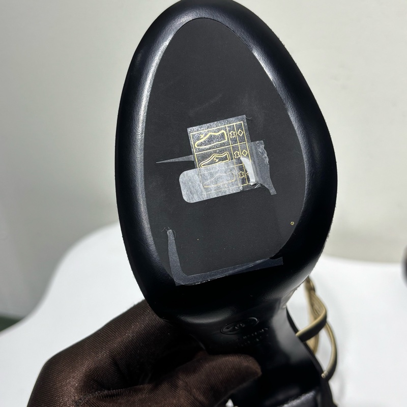 香奈兒Chanel 黑金鏤空 高跟鞋 36.5碼99 新閒置未使用-7