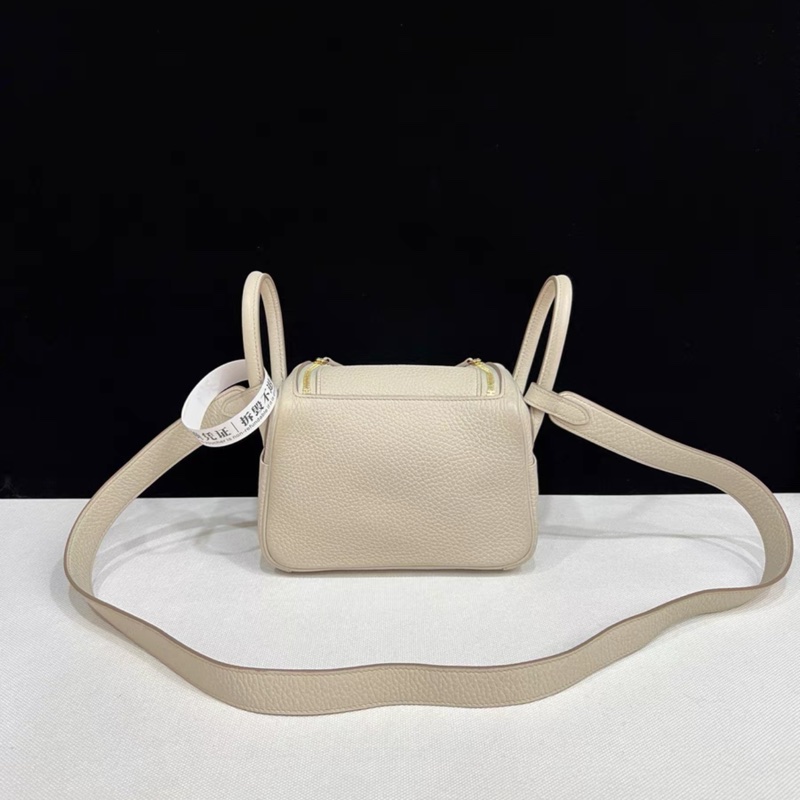 HERMES愛馬仕mini lindy一代 冰川白 金扣 U刻 帶票-1