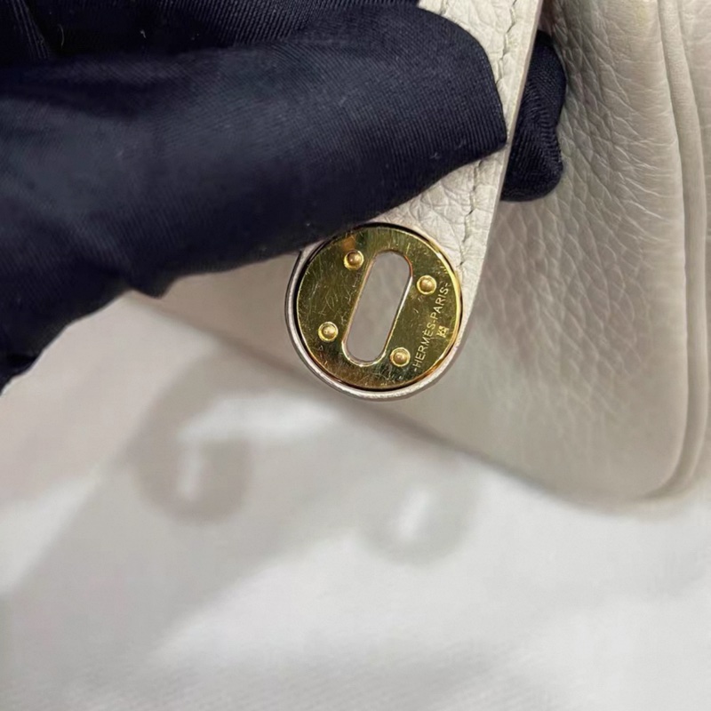 HERMES愛馬仕mini lindy一代 冰川白 金扣 U刻 帶票-6