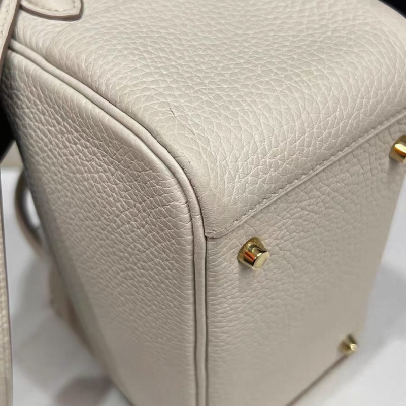 HERMES愛馬仕mini lindy一代 冰川白 金扣 U刻 帶票-18