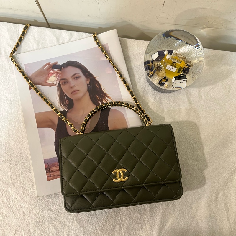 ෆ Chanel 手把woc 墨綠色-5