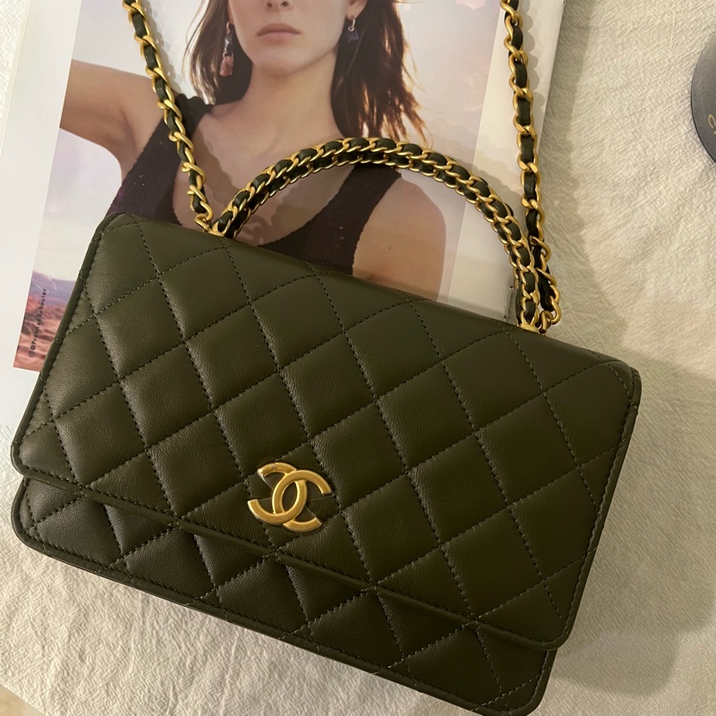 ෆ Chanel 手把woc 墨綠色-6