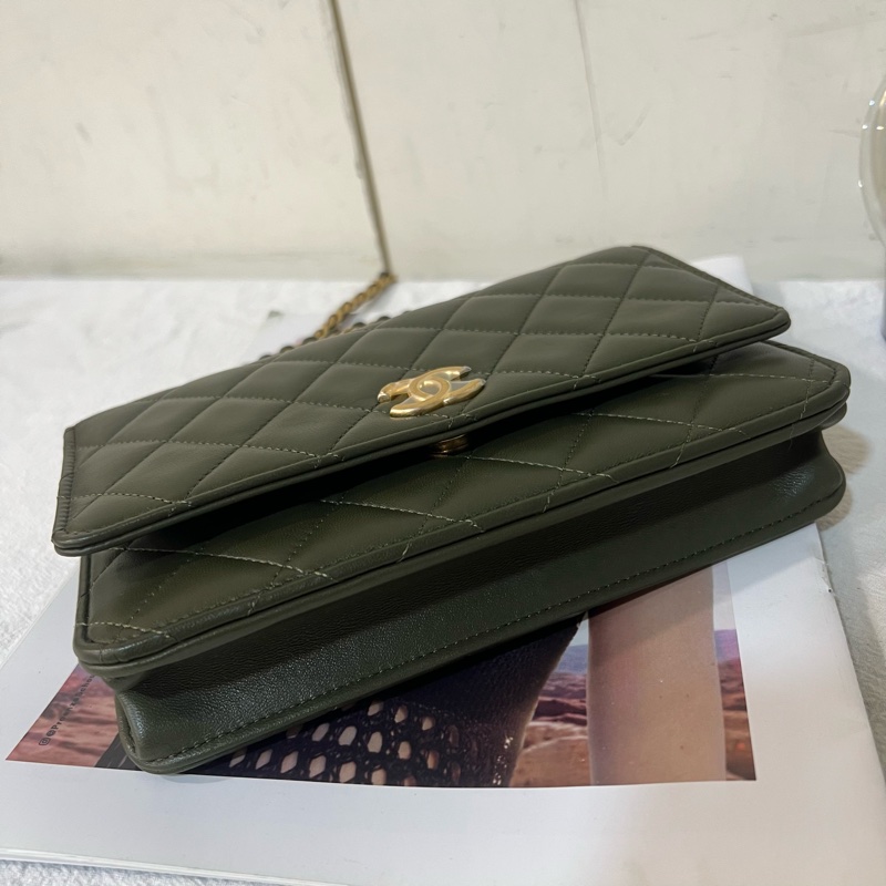 ෆ Chanel 手把woc 墨綠色-9