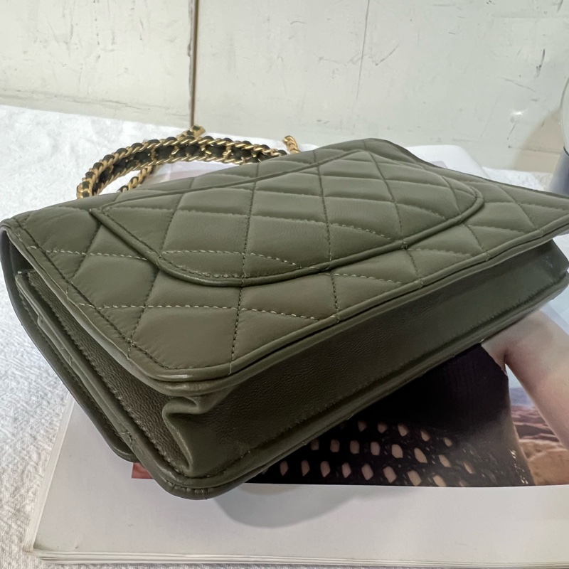 ෆ Chanel 手把woc 墨綠色-13