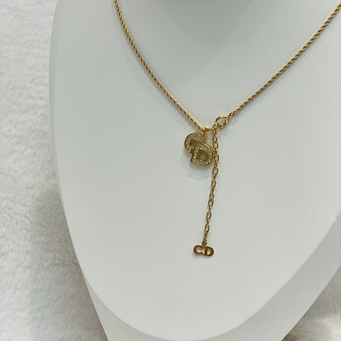 Dior 中古CD logo水鑽項鏈 XB352