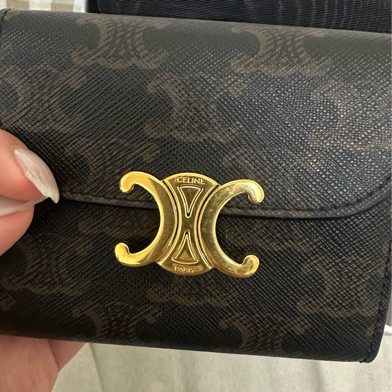 CELINE TRIOMPHE標誌印花小號翻蓋錢包-21