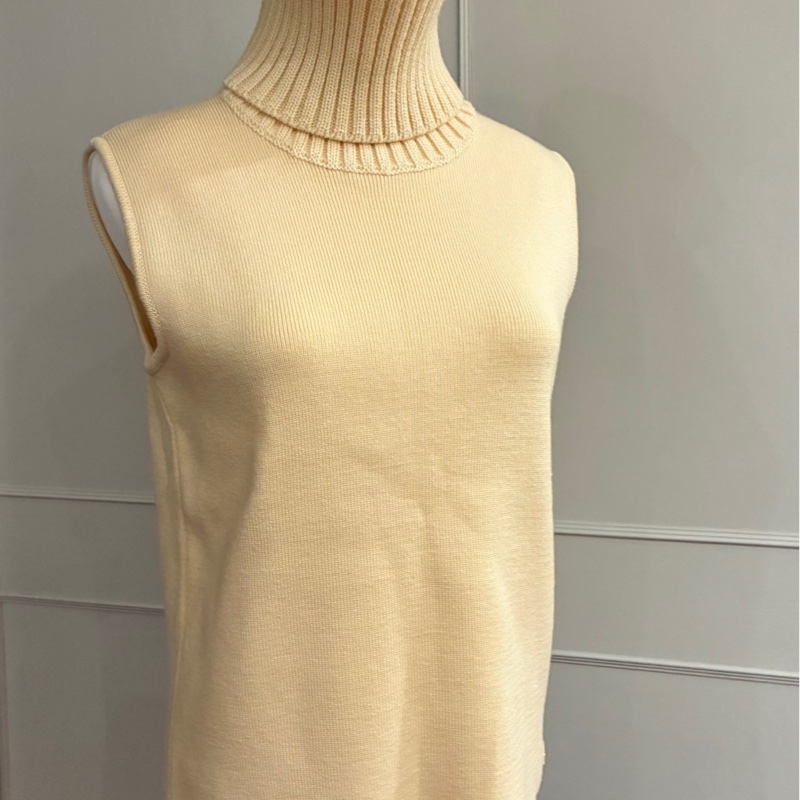 全新CHANEL 香奈兒米白色寬套頭背心毛衣F46/L~XL(有暇)-0