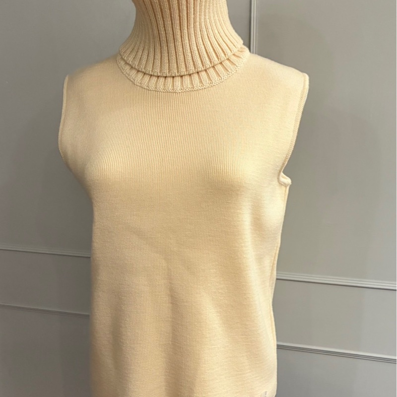 全新CHANEL 香奈兒米白色寬套頭背心毛衣F46/L~XL(有暇)-3