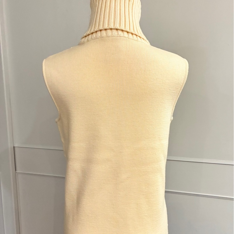 全新CHANEL 香奈兒米白色寬套頭背心毛衣F46/L~XL(有暇)-5