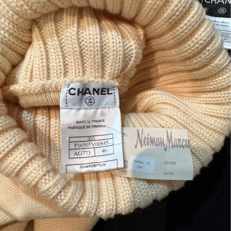 全新CHANEL 香奈兒米白色寬套頭背心毛衣F46/L~XL(有暇)-9