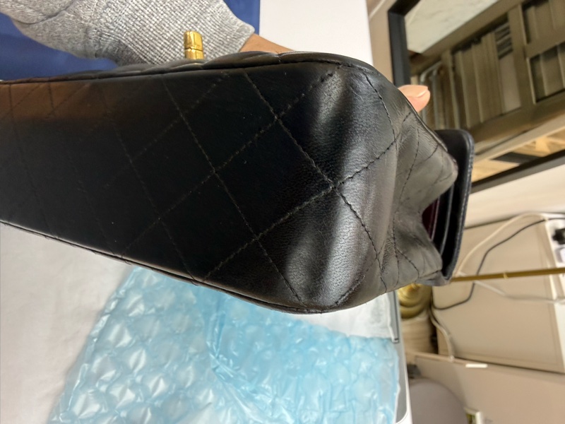 Chanel 香奈兒cf小號黑色羊皮雙蓋金扣鏈條包,鐳射11開-14