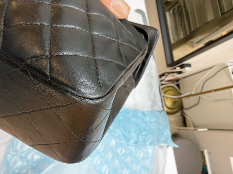 Chanel 香奈兒cf小號黑色羊皮雙蓋金扣鏈條包,鐳射11開-19