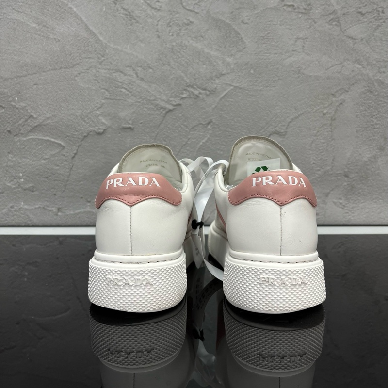 98新 PRADA 普拉達 粉標小白鞋/尺碼 36碼/輕微使用/-3