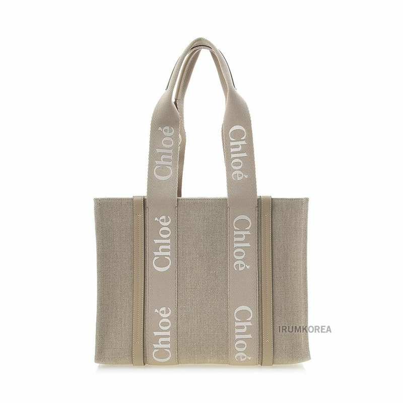 CHLOE 亞麻和皮革木質手提包-0