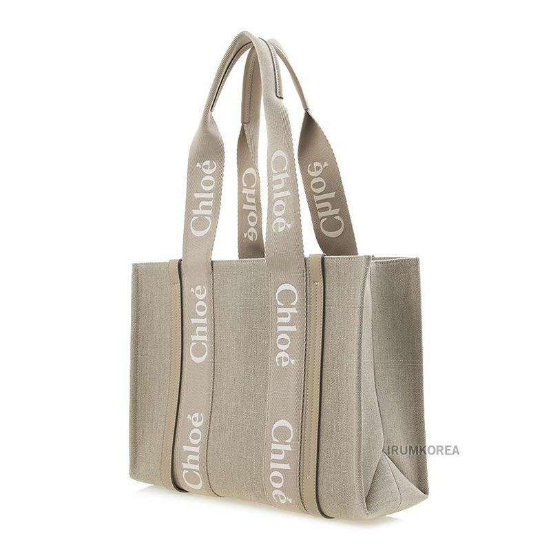 CHLOE 亞麻和皮革木質手提包-1