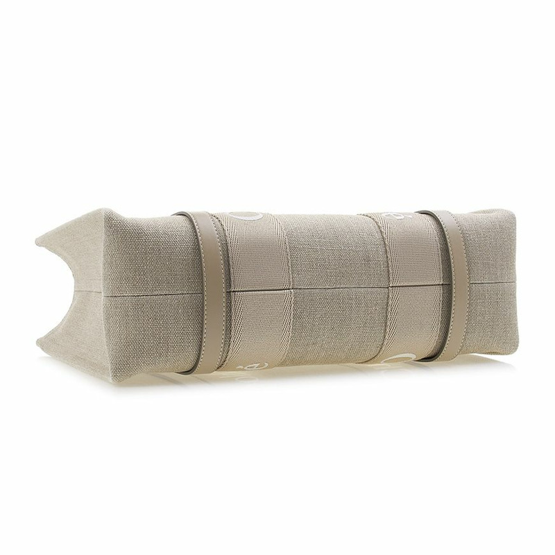 CHLOE 亞麻和皮革木質手提包-4