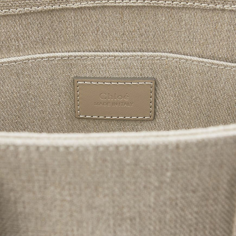 CHLOE 亞麻和皮革木質手提包-7
