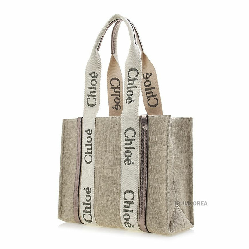 CHLOE Woody 亞麻皮革手提包-1