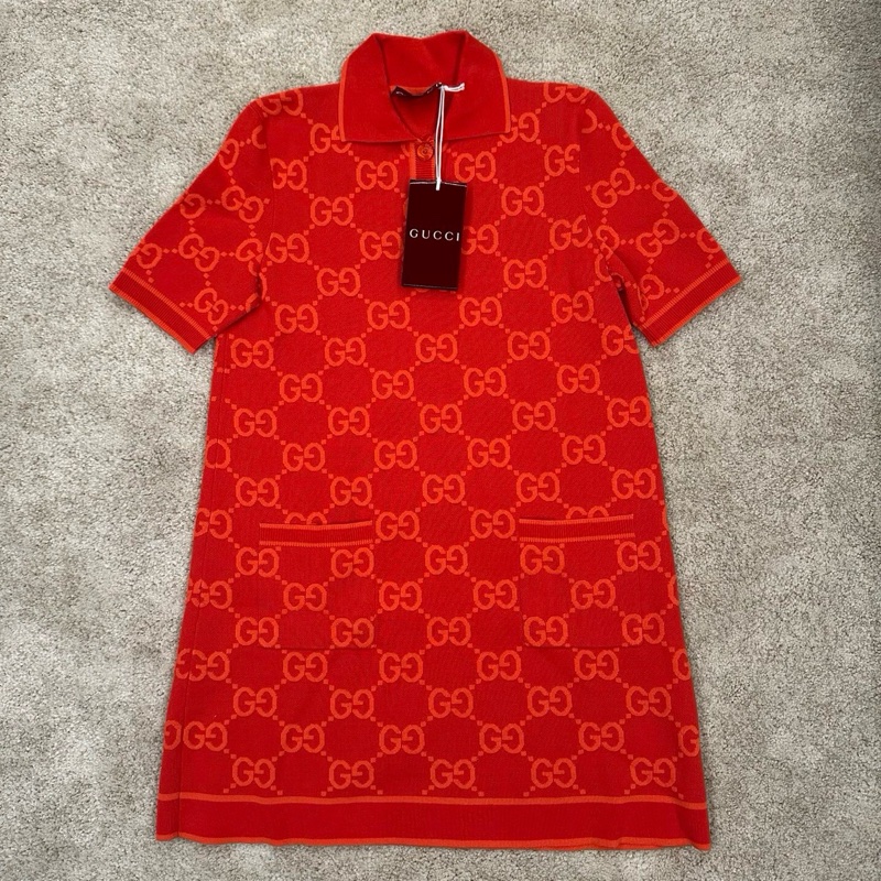 全新 Gucci古馳 GG Polo 連衣裙 紅色 尺碼：S-0