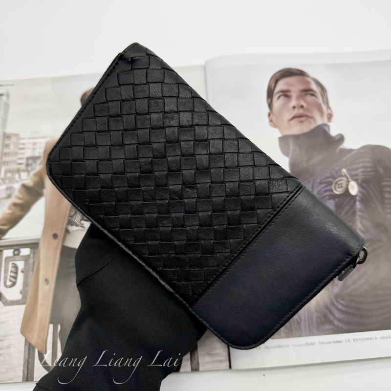 BOTTEGA VENETA BV 經典編織小牛皮拼接拉鍊長夾-17