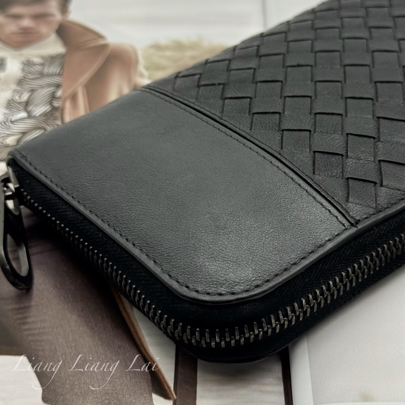 BOTTEGA VENETA BV 經典編織小牛皮拼接拉鍊長夾-24