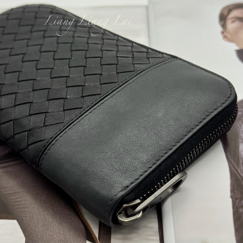 BOTTEGA VENETA BV 經典編織小牛皮拼接拉鍊長夾-25