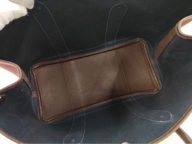 Hermes 酒紅帆布拼皮花園包36-4