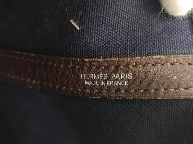 Hermes 酒紅帆布拼皮花園包36-5