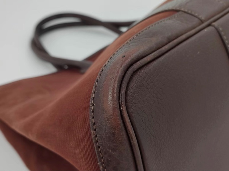 Hermes 酒紅帆布拼皮花園包36-6