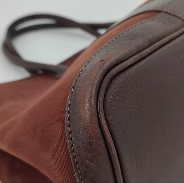 Hermes 酒紅帆布拼皮花園包36-7