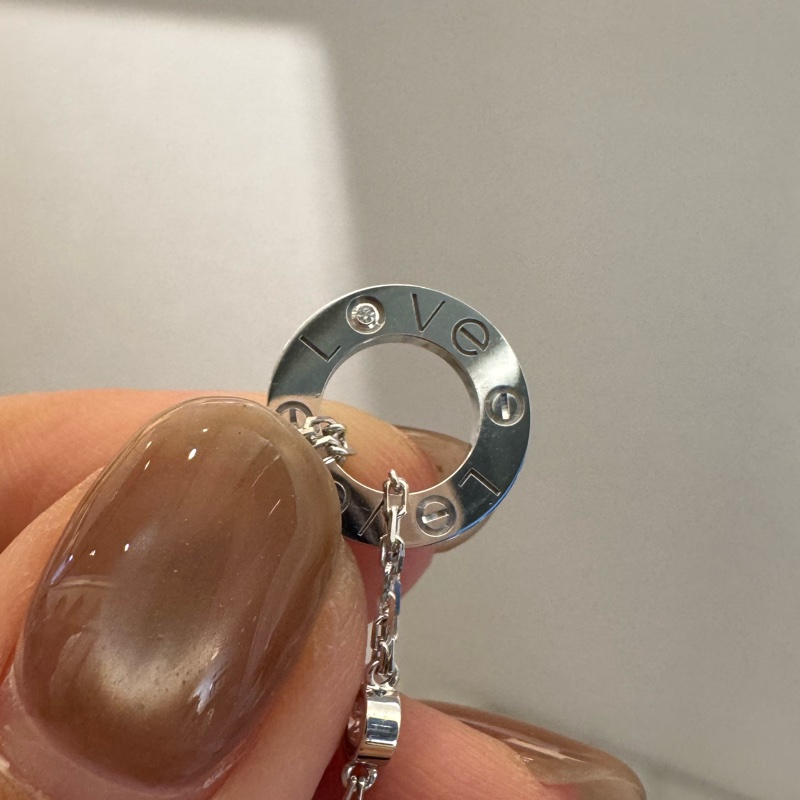 Cartier 銀圓圈小鑽love系列雙鏈手鏈 近全新半價割愛-3