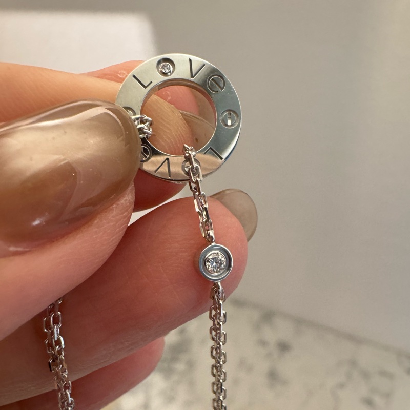 Cartier 銀圓圈小鑽love系列雙鏈手鏈 近全新半價割愛-4