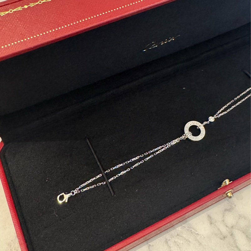 Cartier 銀圓圈小鑽love系列雙鏈手鏈 近全新半價割愛-6
