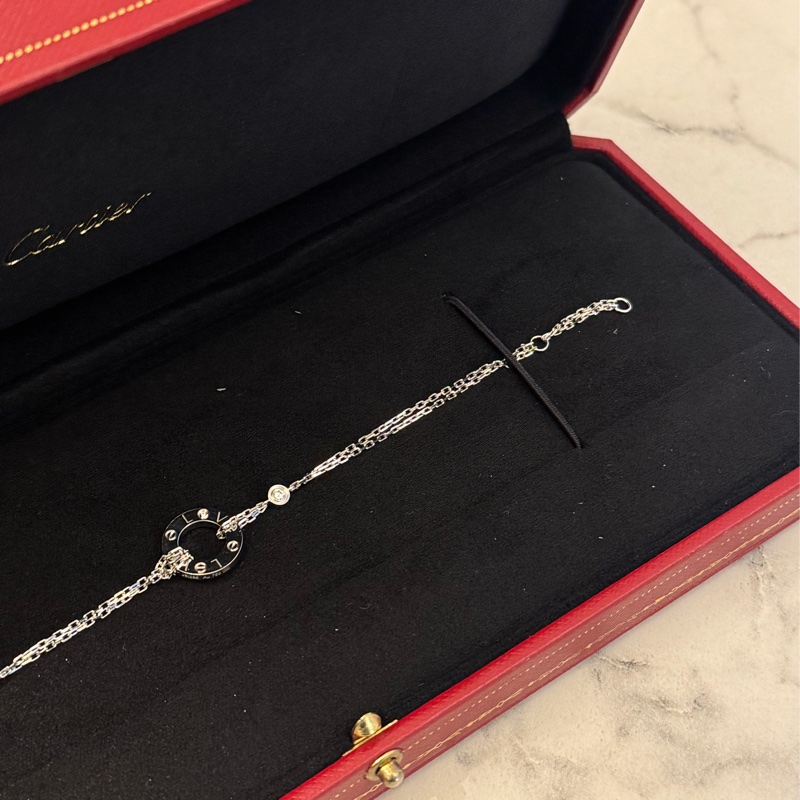 Cartier 銀圓圈小鑽love系列雙鏈手鏈 近全新半價割愛-9
