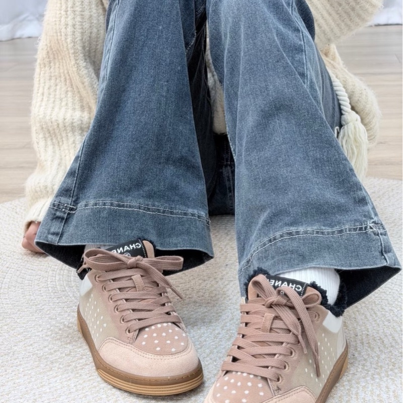 Chanel/香奈兒 全新卡其色麂皮絨板鞋 橡膠底 內里帶絨 37碼-6