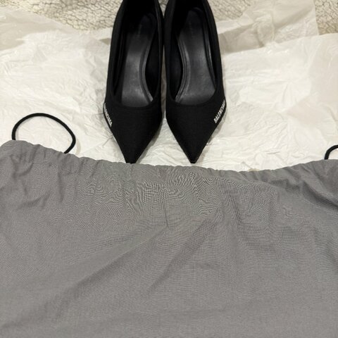 Balenciaga 尖頭黑色針織跟鞋 38號 99新配件塵袋