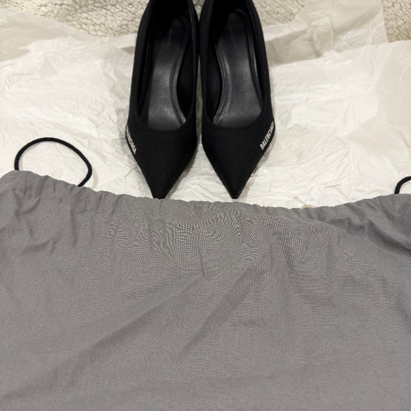 Balenciaga 尖頭黑色針織跟鞋 38號 99新配件塵袋-0