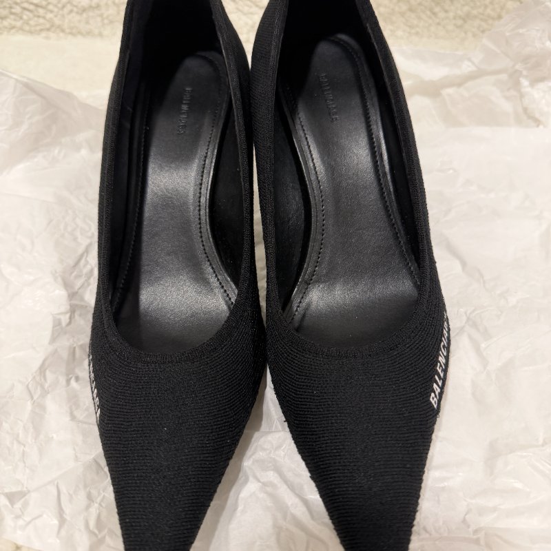 Balenciaga 尖頭黑色針織跟鞋 38號 99新配件塵袋-1