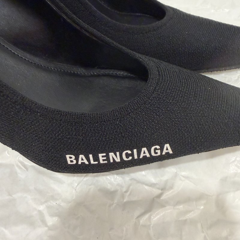 Balenciaga 尖頭黑色針織跟鞋 38號 99新配件塵袋-3