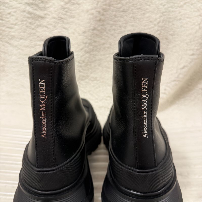 Alexander McQueen Tread Slick 黑色小牛皮拉鍊靴37號 99新配件塵袋-3