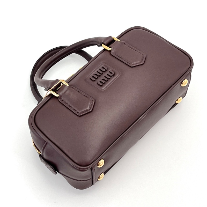 MIUMIU 石楠木色Arcadie金扣保齡球小號手提肩背斜背包 22.5*11*8 全新閒置配件塵袋-2